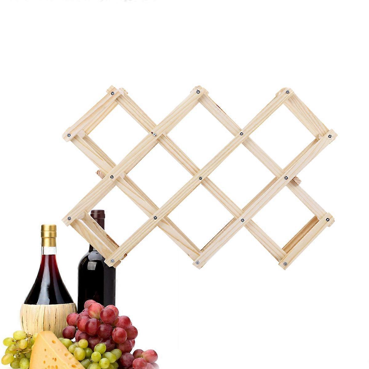 Display Shelf Foldable Design Hard Wood Racks for Kitchen Home Use 47x30cm 10 Bottles