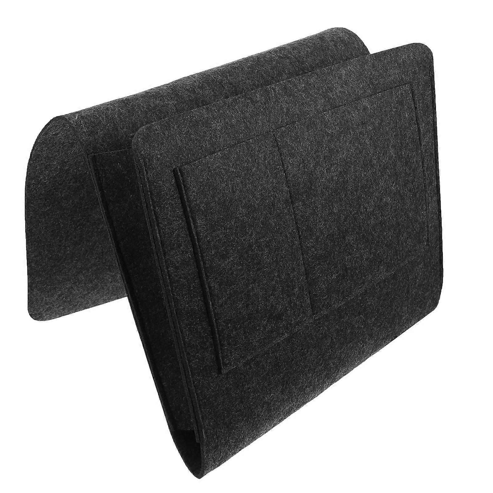 Bedside Storage Bag Hanging Organizer Rectangular Dark Grey Felt 1Set