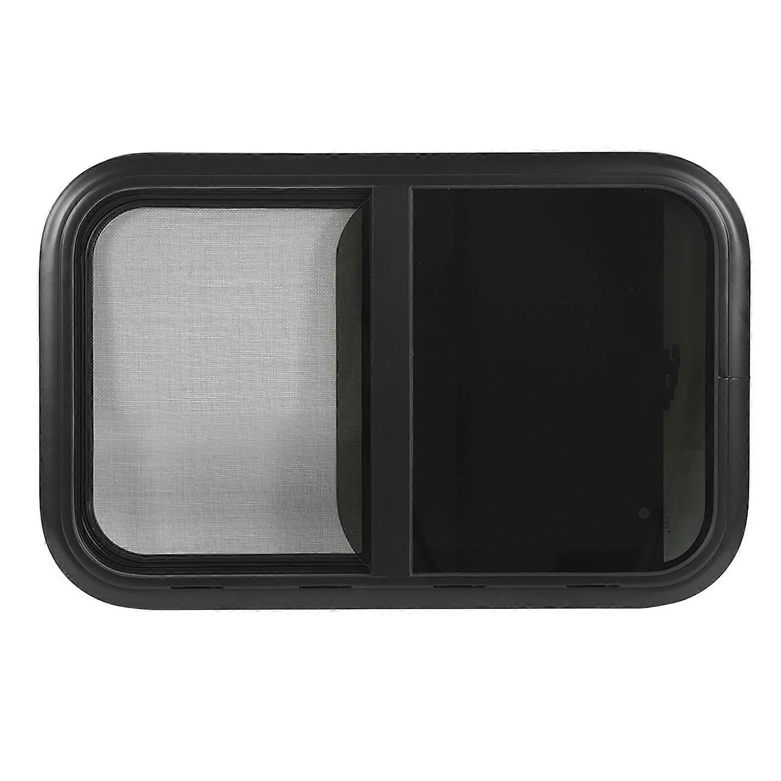 RV Sliding Window L800 H450mm Tempered Glass UV Resistant Insect Screen for Trailer Marine Camper for 26‑31mm/1‑1.2in Wall Thickness 