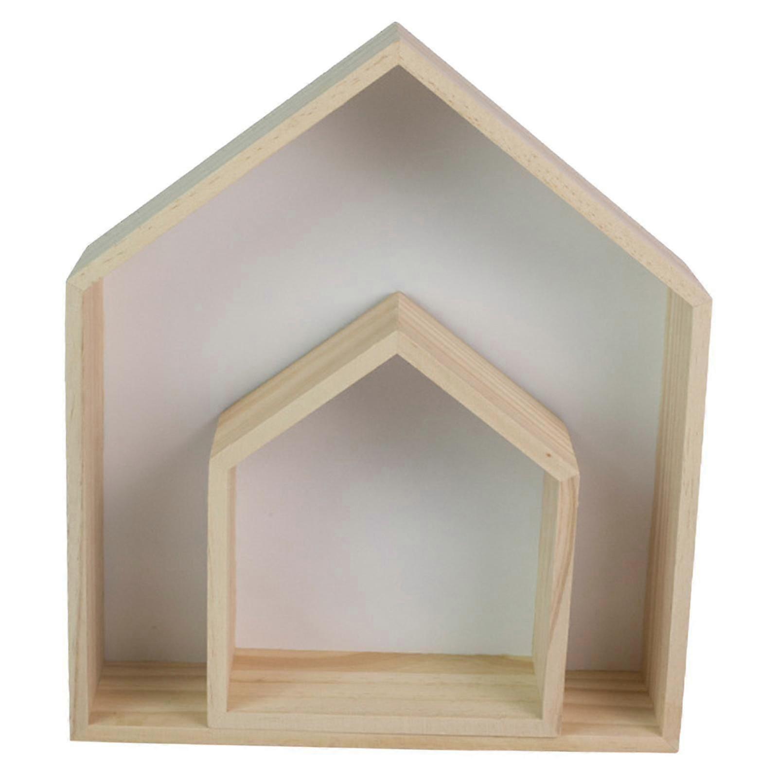 2 Pieces House-Shaped Wall Shelves for Home Decoration Ideal for Playroom and White Living Spaces