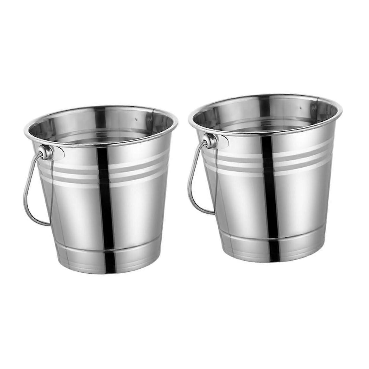 2 Pieces Ice Bucket DoubleWall Insulated for Grill Parties, Bars, and KTV with Practical Carry Handle, Versatile for Drinks and Snacks
