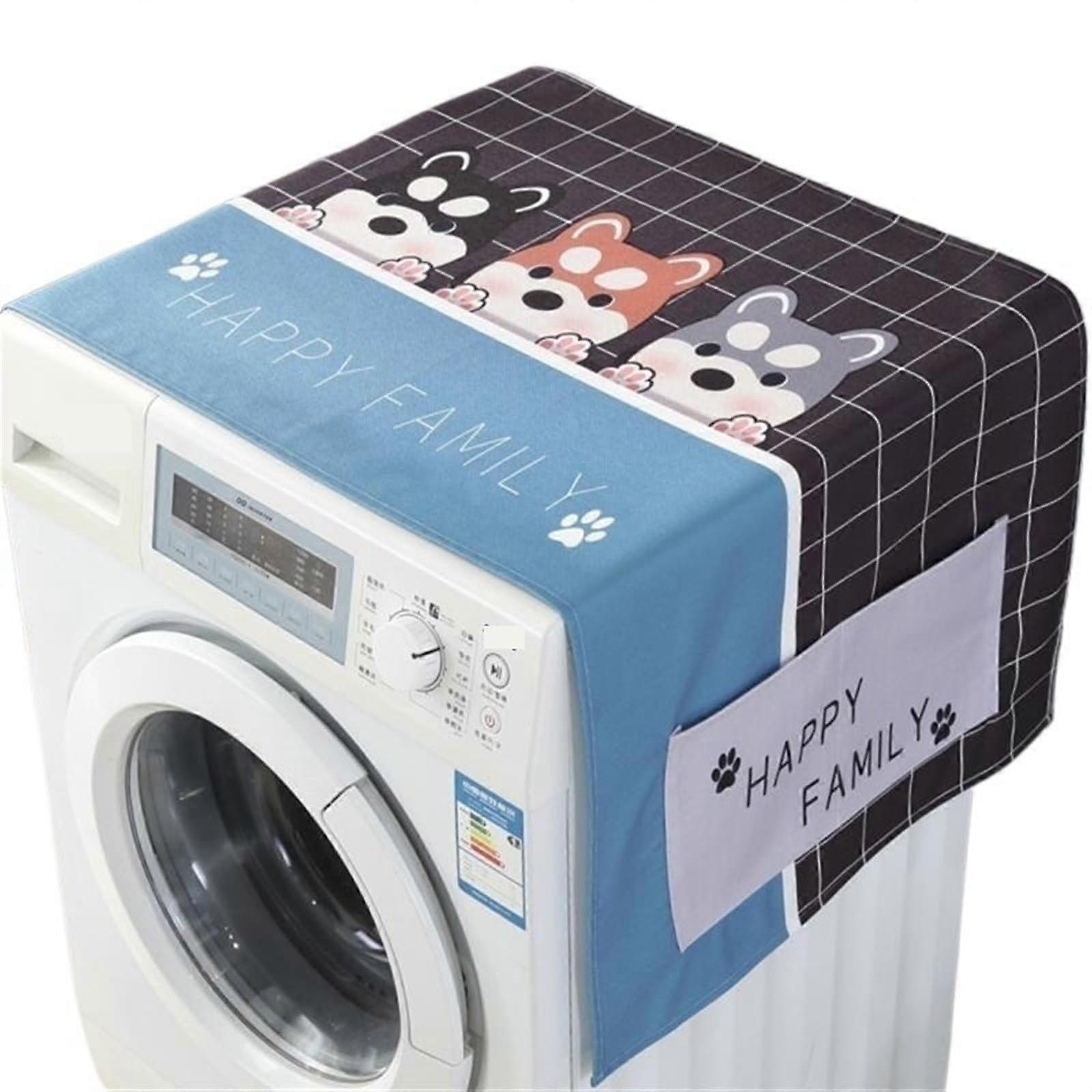 Washing Machine Cover Dustproof with Storage Pockets, Universal Sun Protection Cover for Refrigerator and Washing Machine, Style H