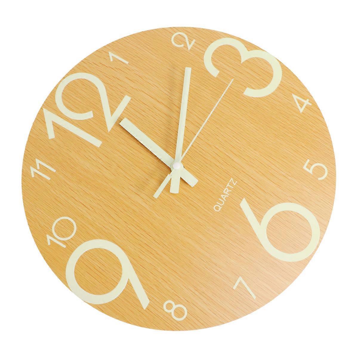 Creative Wall Clock Pattern Luminous Mute Alarm Round Shape Home Decor for Living Room 1Set