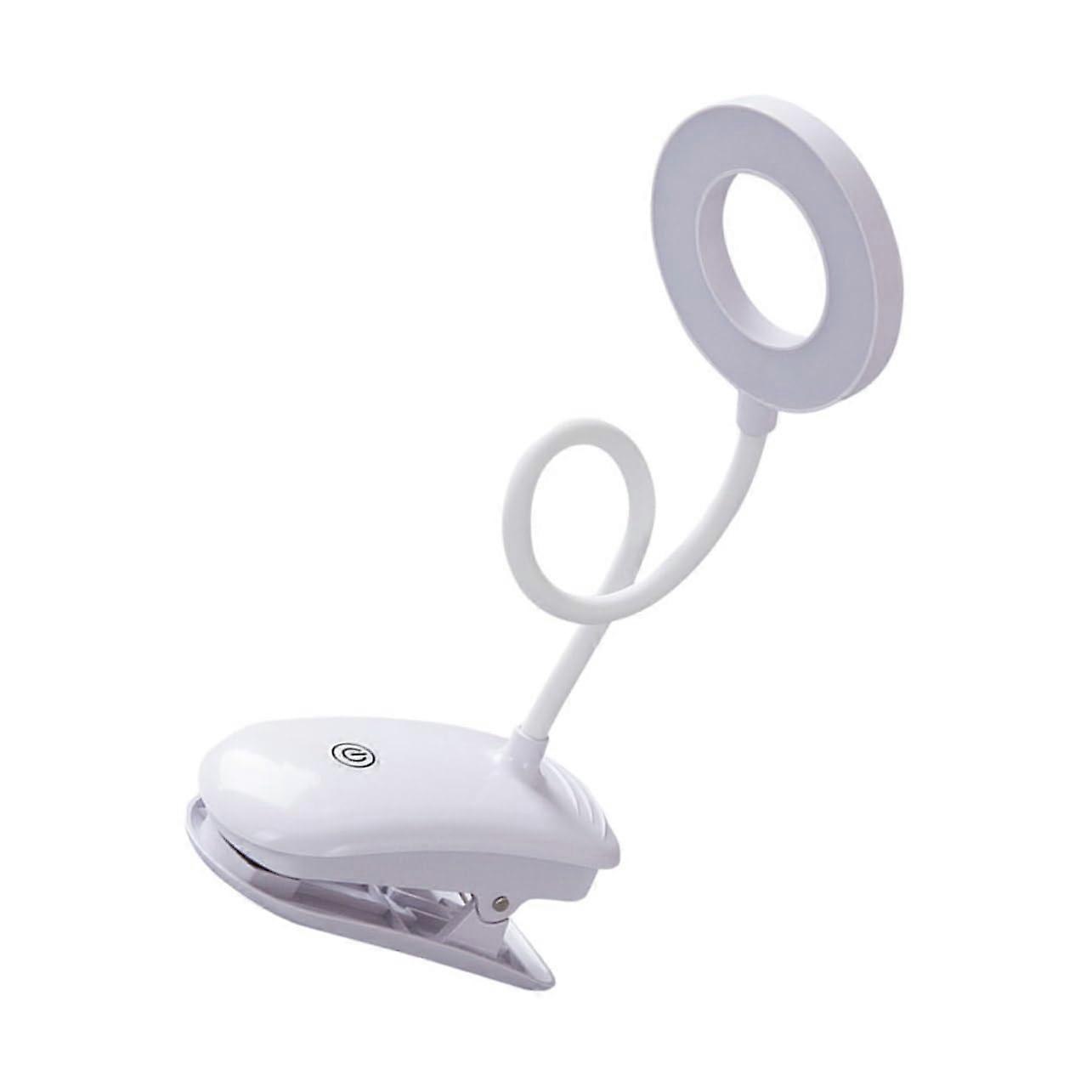 LED Clip Desk Lamp, Foldable White Reading Light, Plastic Bedside Clip Lamp, Adjustable Night Light for Books