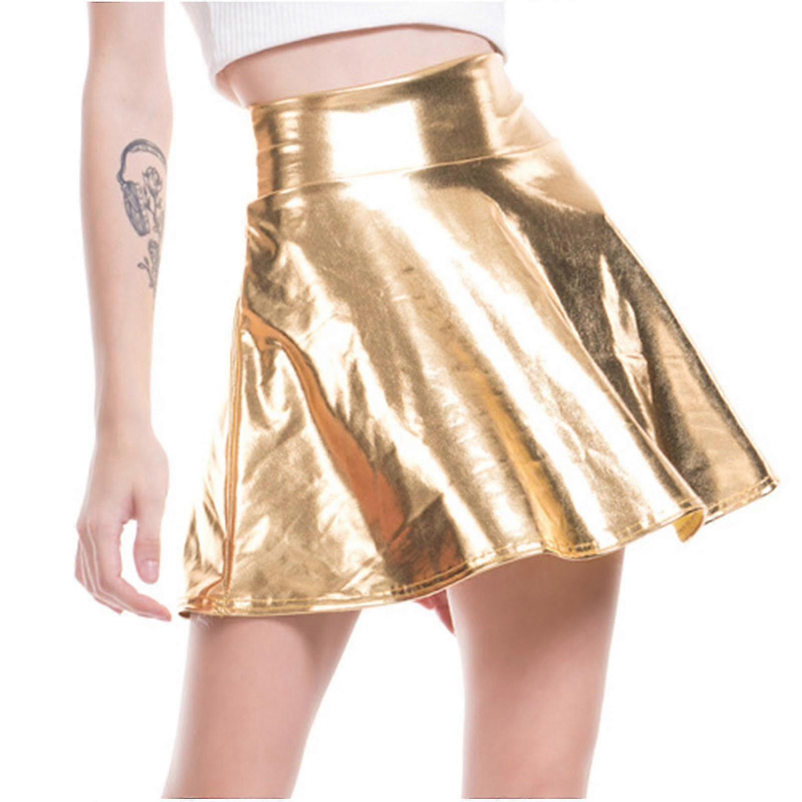 Ladies Solid Color Performance Dress Pleated Black Skirt