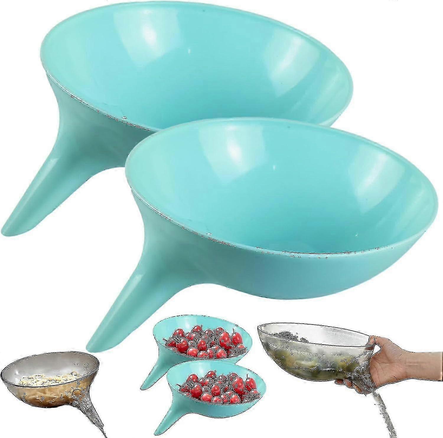 2pcs Drainer Food Basket With Spout, Multifunctional Draining Bowl Kitchen Sink Drain Basket Fruits Vegetables Drain Basket NL