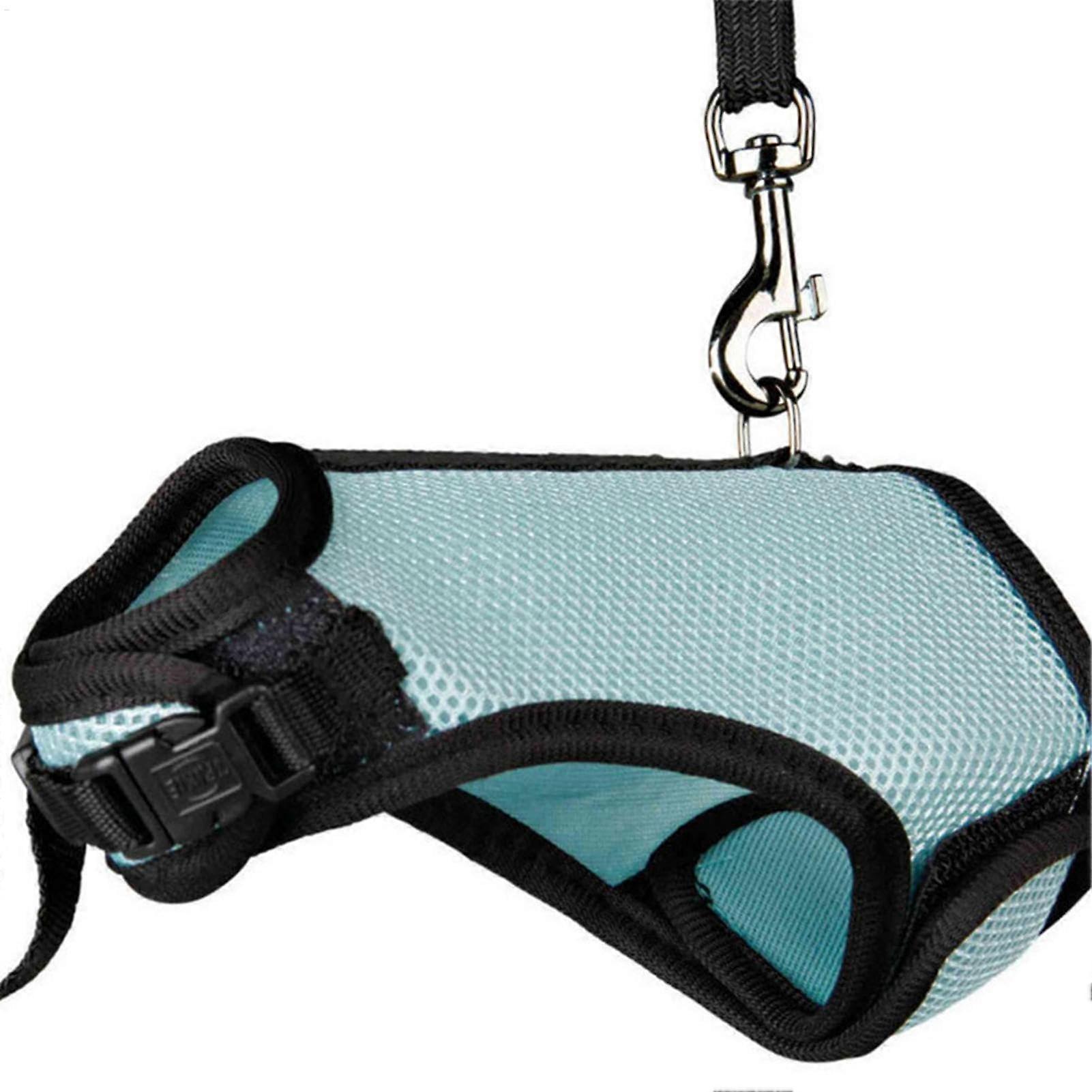 Rabbit Harness and Leash Set, Breathable Small Animal Harness for Rabbits, Kittens, Hamsters, and Ferrets, Blue, Size L