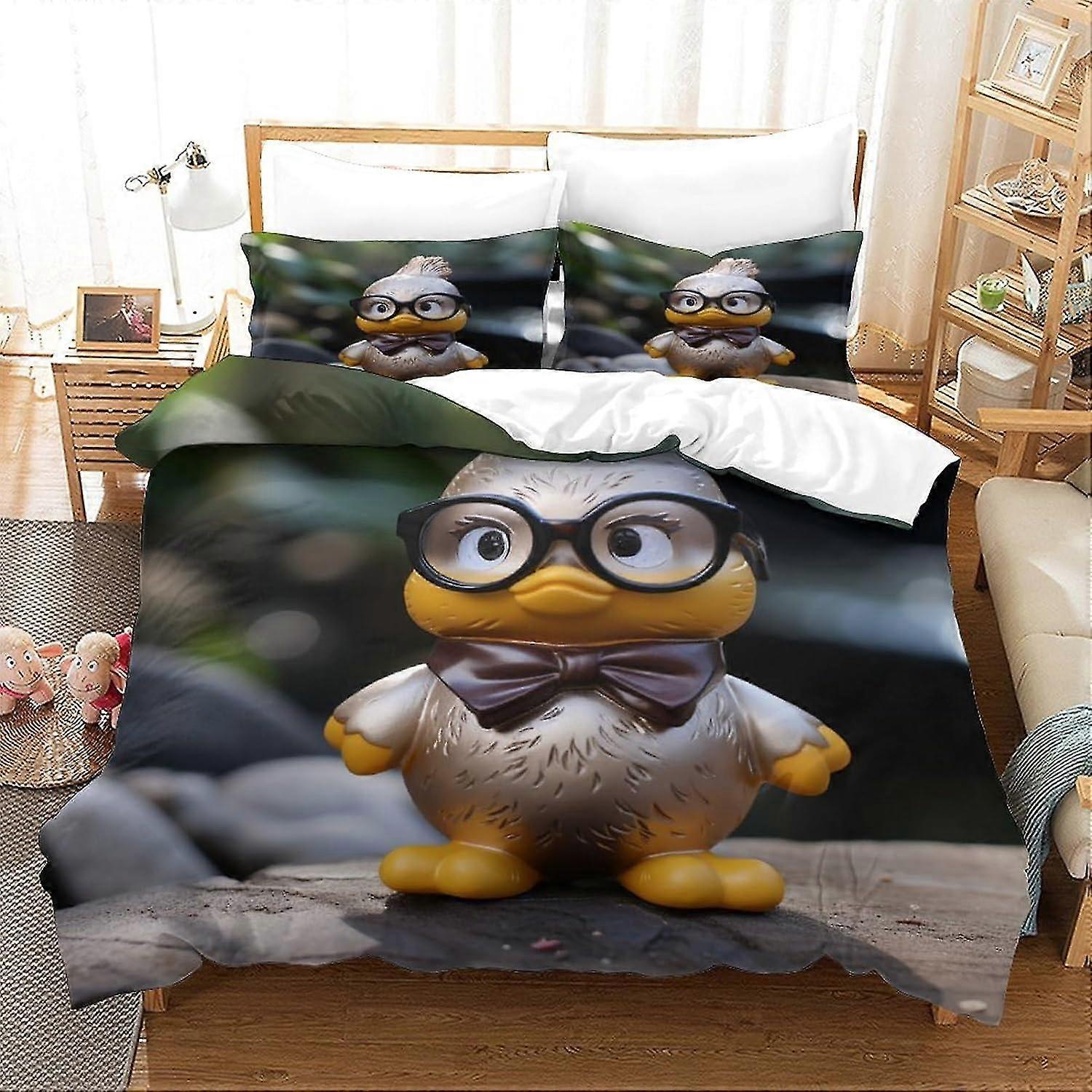 3D Printed Duvet Cover Set, Cute Bedding Set with 2 Pillowcases, Hidden Zip, Suitable for Teens and Adults
