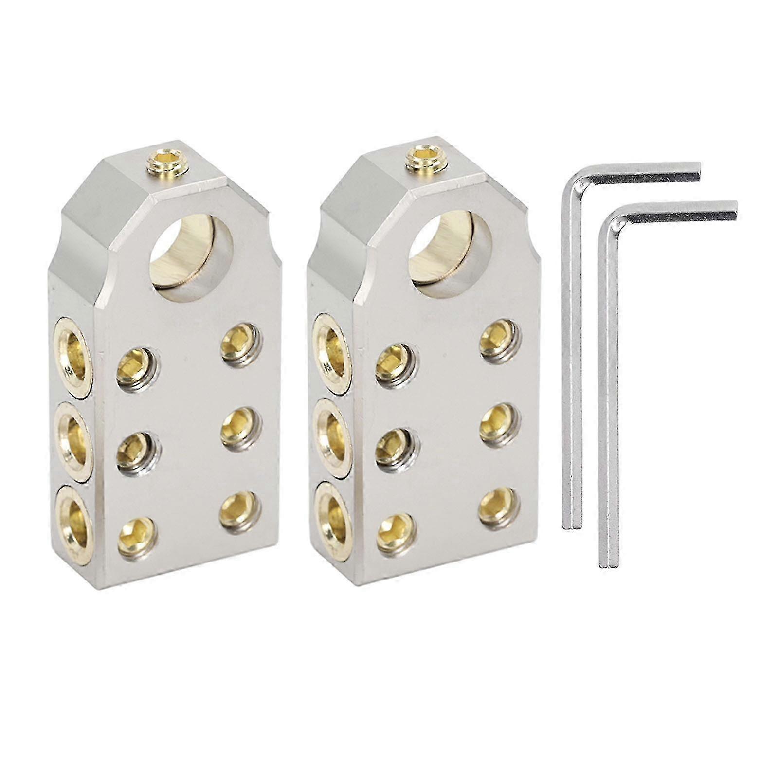 2pcs 6 Way Battery Terminal Positive Negative Zinc Alloy Universal Battery Post for Vehicles