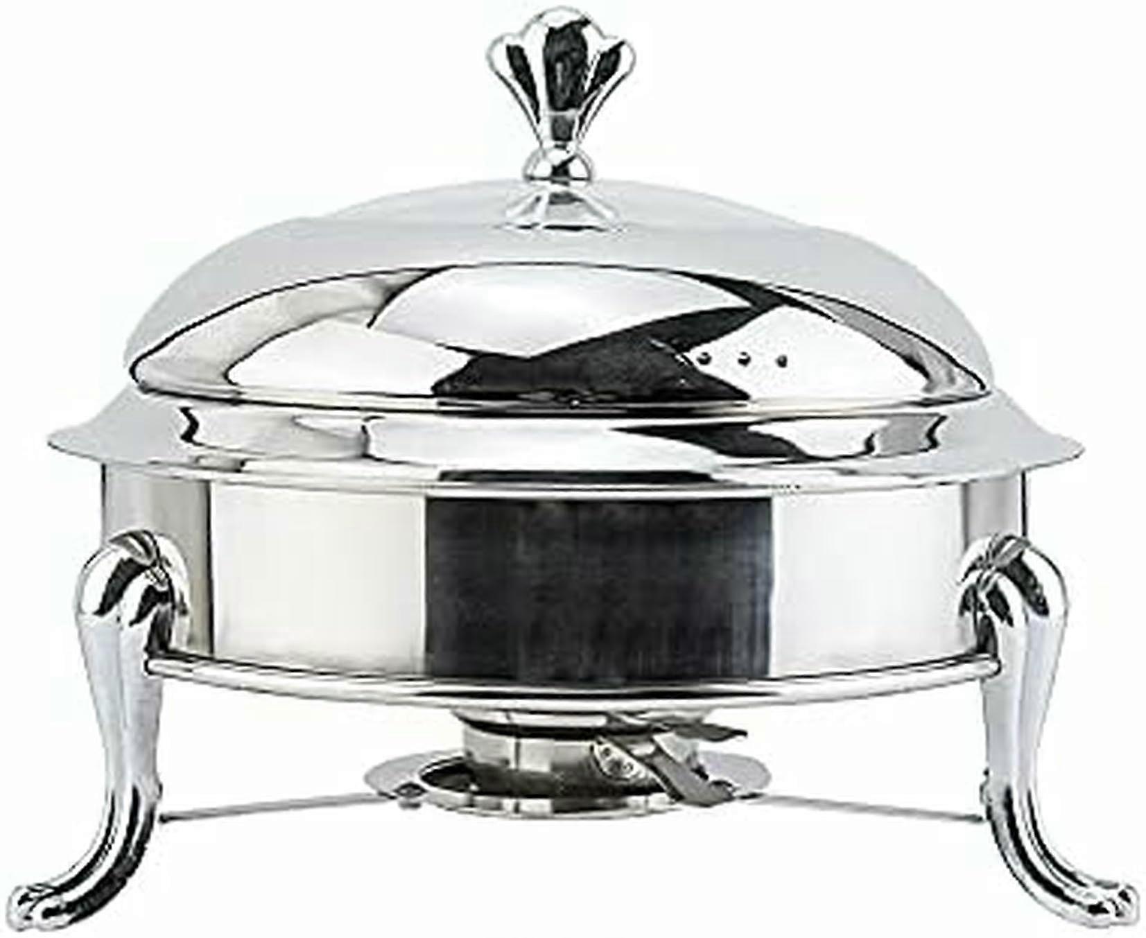 Stainless Steel Chafing Dish, Round Buffet Warmer with Lid, Fuel Holder / Silver 26cm