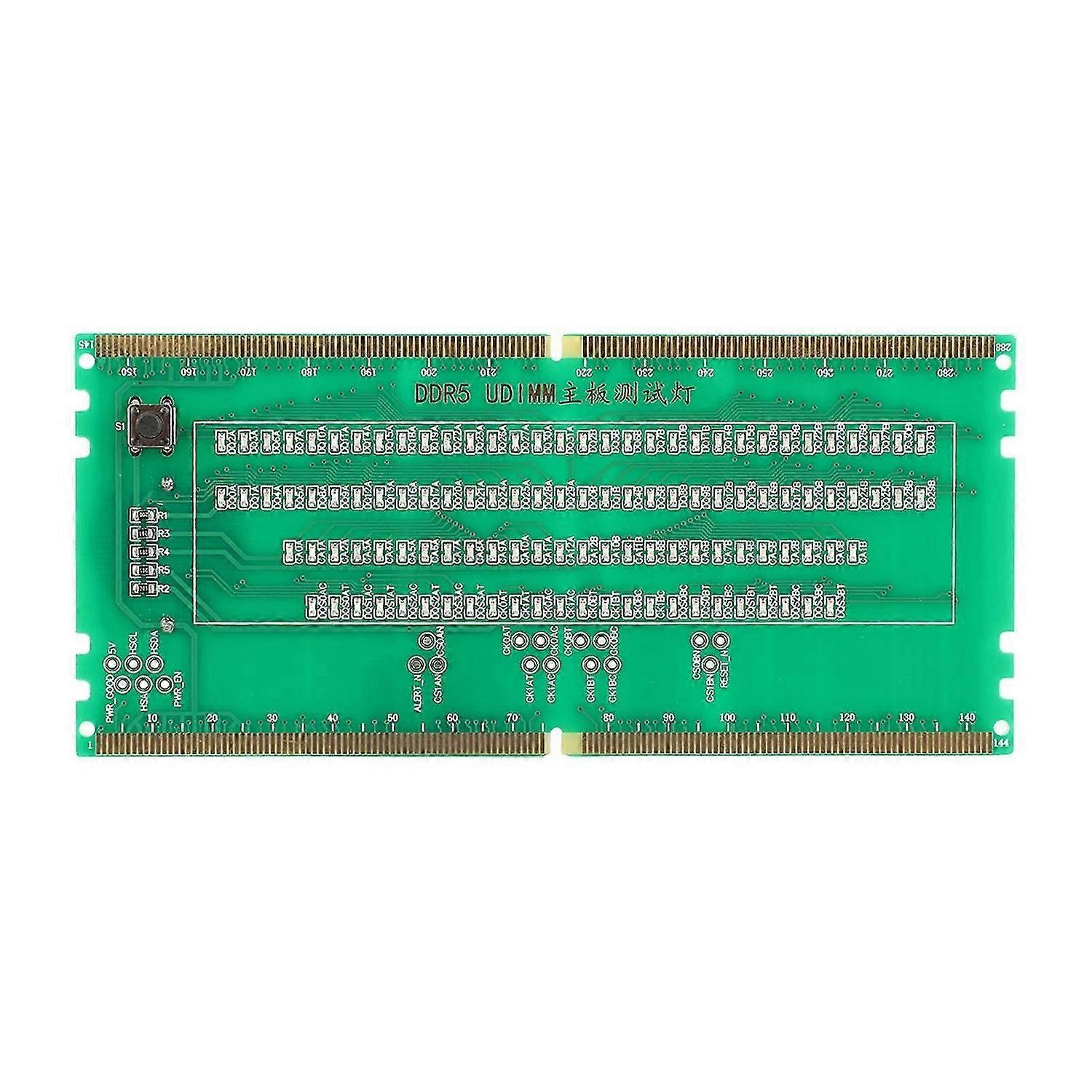 DDR5 RAM Memory Slot Tester Card with LED Lights Portable for PC Motherboard RAM Memory Maintenance Green
