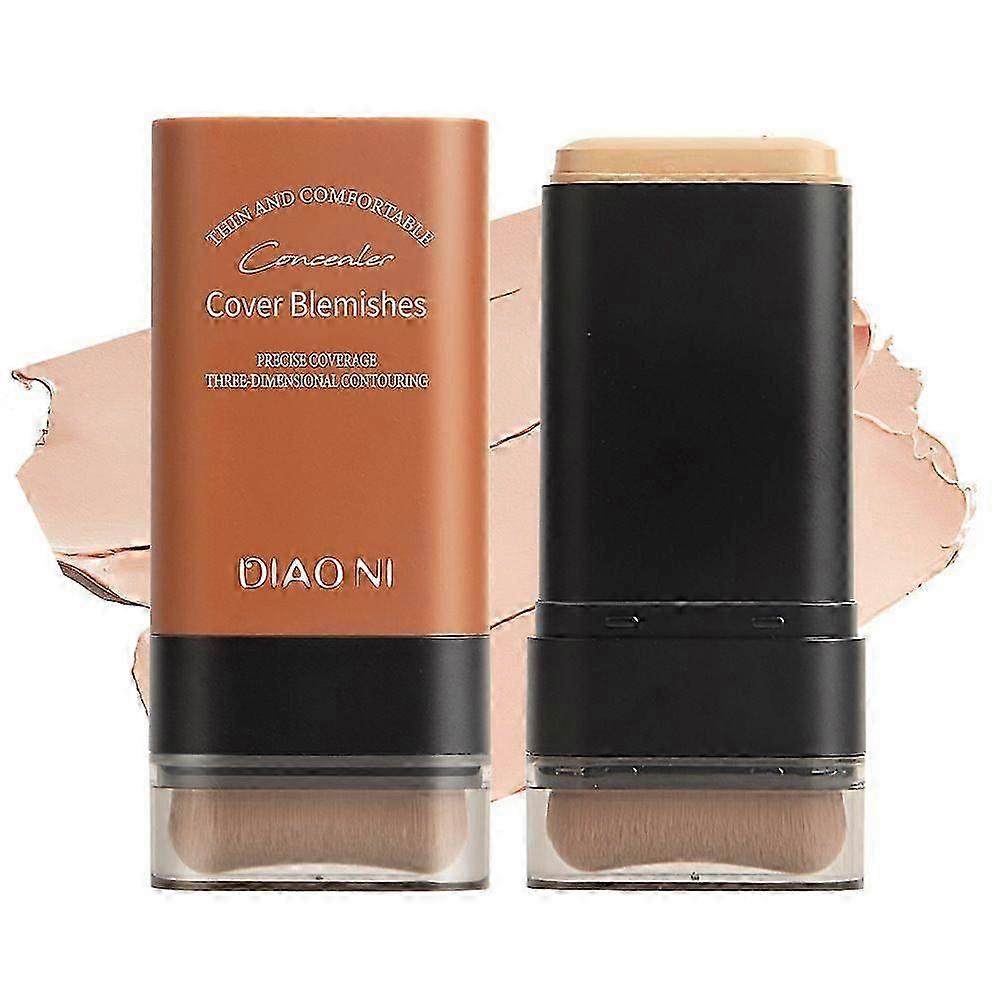 Foundation Stick, Moisturising Concealer Foundation Make Up with Brush, Matte Finish Long Lasting Foundation Stick, Double Head Primer Make Up Stick