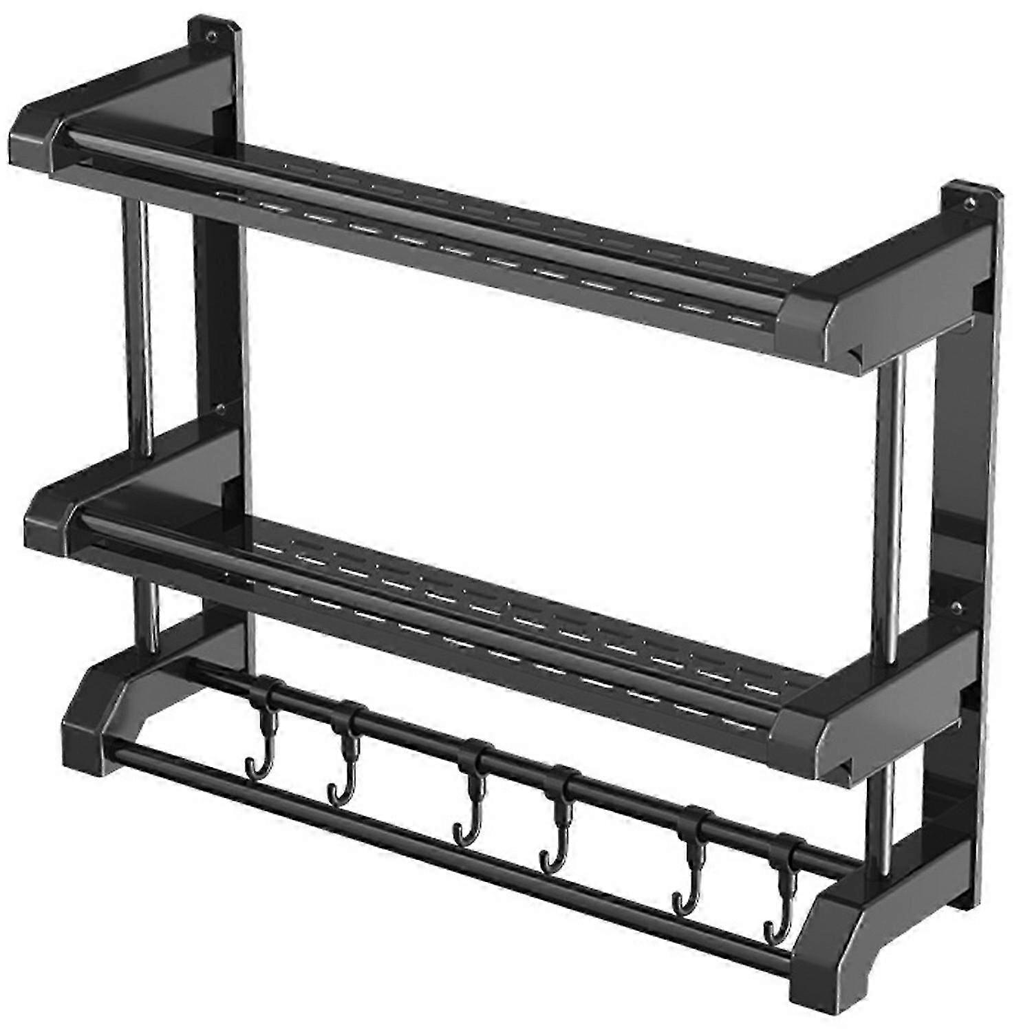 50cm Length Stainless Steel Towel Rack No Drilling Double Layer Wall Mounted Shelf