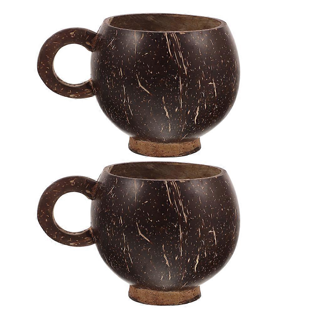 Coconut Cups For Party Universal Container Multifunctional Wooden Mugs 2Pcs