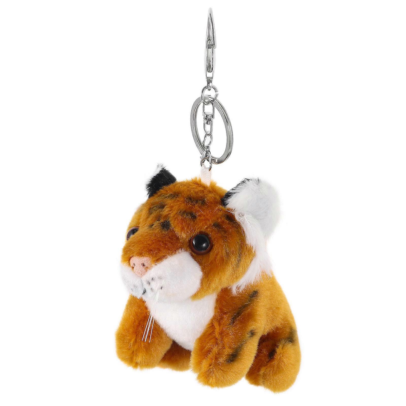 Stuffed Tiger Plush Keychain Bag Charm Daily Use Brown 11.00X8.00X7.50CM Key Accessory 1Set