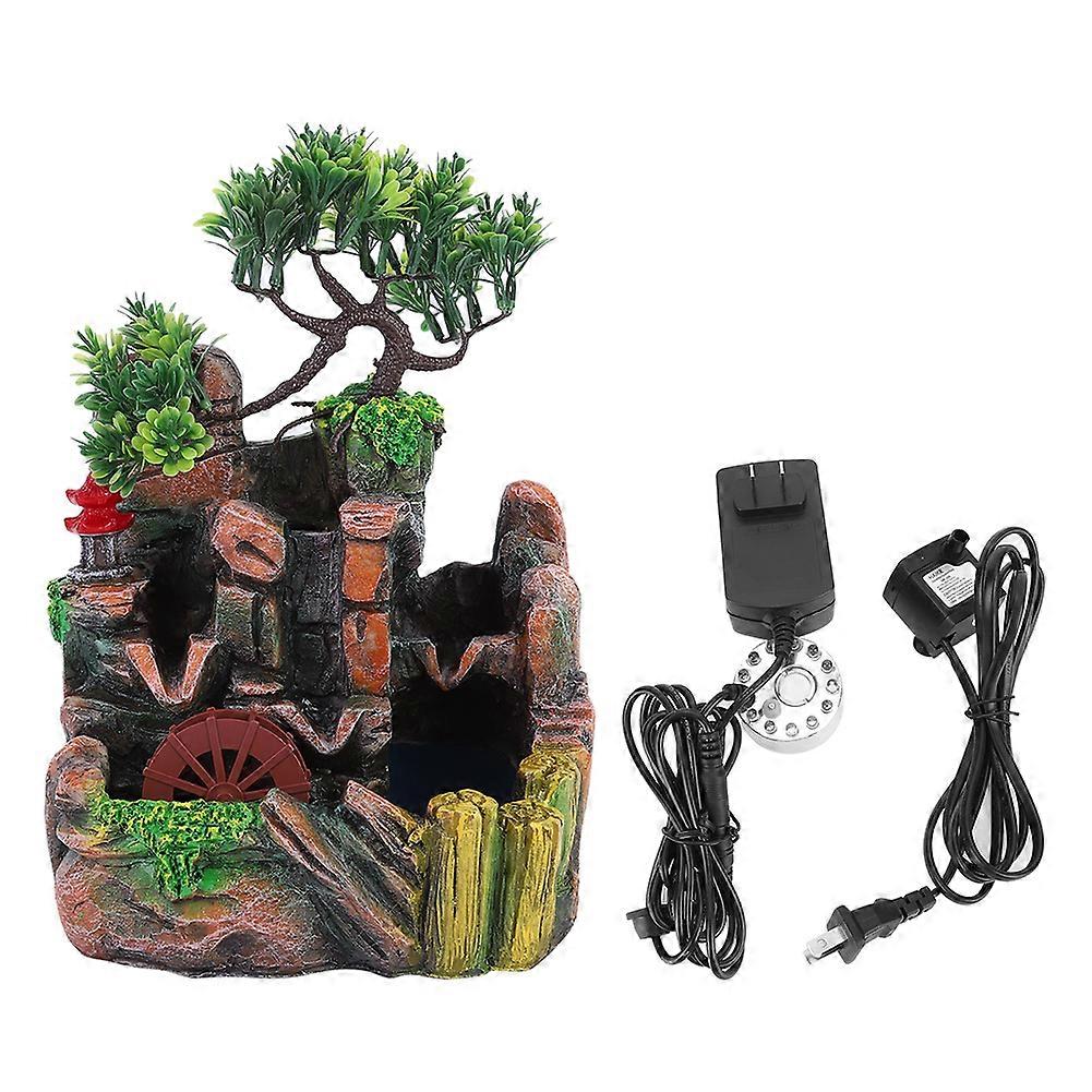 Resin Simulation Rockery Desktop Fountain Decor Home Ornament with Atomizing Effect