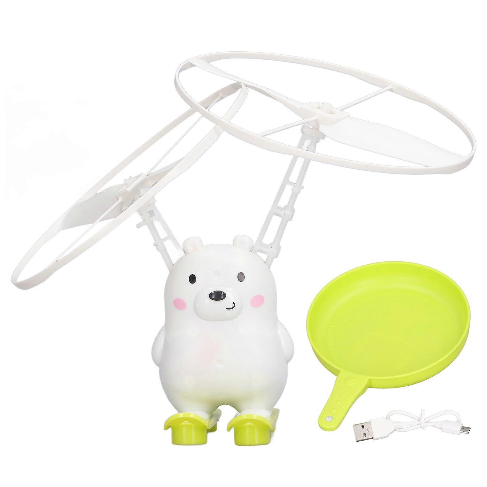 Blowing Helicopter USB Rechargeable Automatic Induction Bubble Flying Toy with LED Light for Kids and Adults
