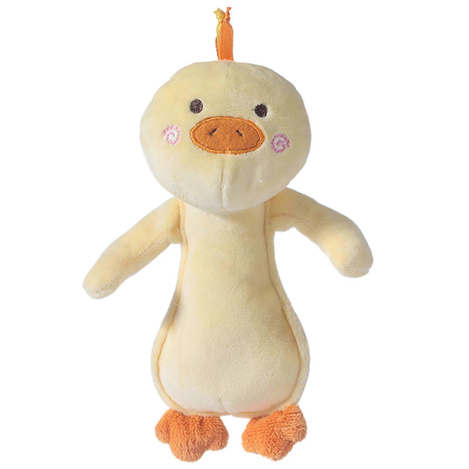 Plush Rattles, Plush Rattles for Babies, Stuffed Animals Rattle Toy, Cartoon Rabbit Bear Duck Shape Sensory Toy for Children, Grave Shaker yellow