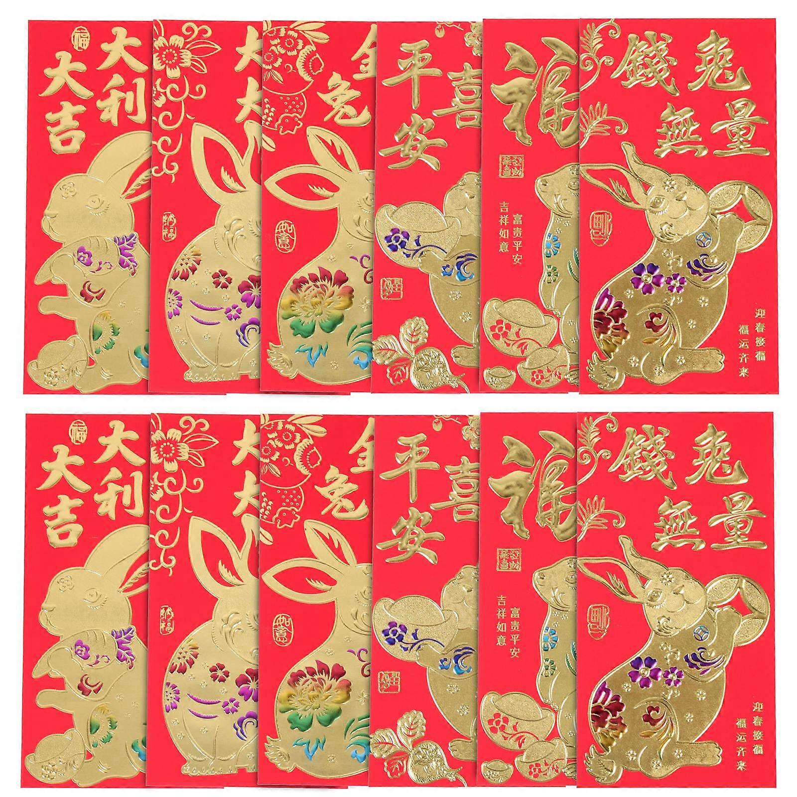 Chinese New Year Red Envelopes Bulk Rectangular Paper Red Packets For Visiting Relatives Business Occasions 60Pcs