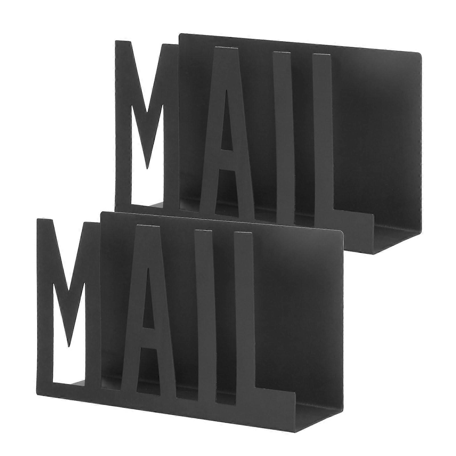 Iron Desk Organizer, Letter Holder, Document and Notepad Storage Rack, Home Office School, Black, Thick Capacity, 2 Sets