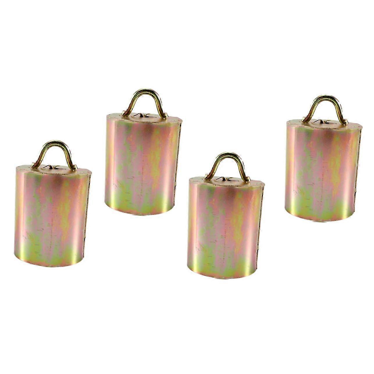 Robust Cattle Bell Set 4-Piece Noise-Making Galvanized Metal for Agriculture and Home Decoration