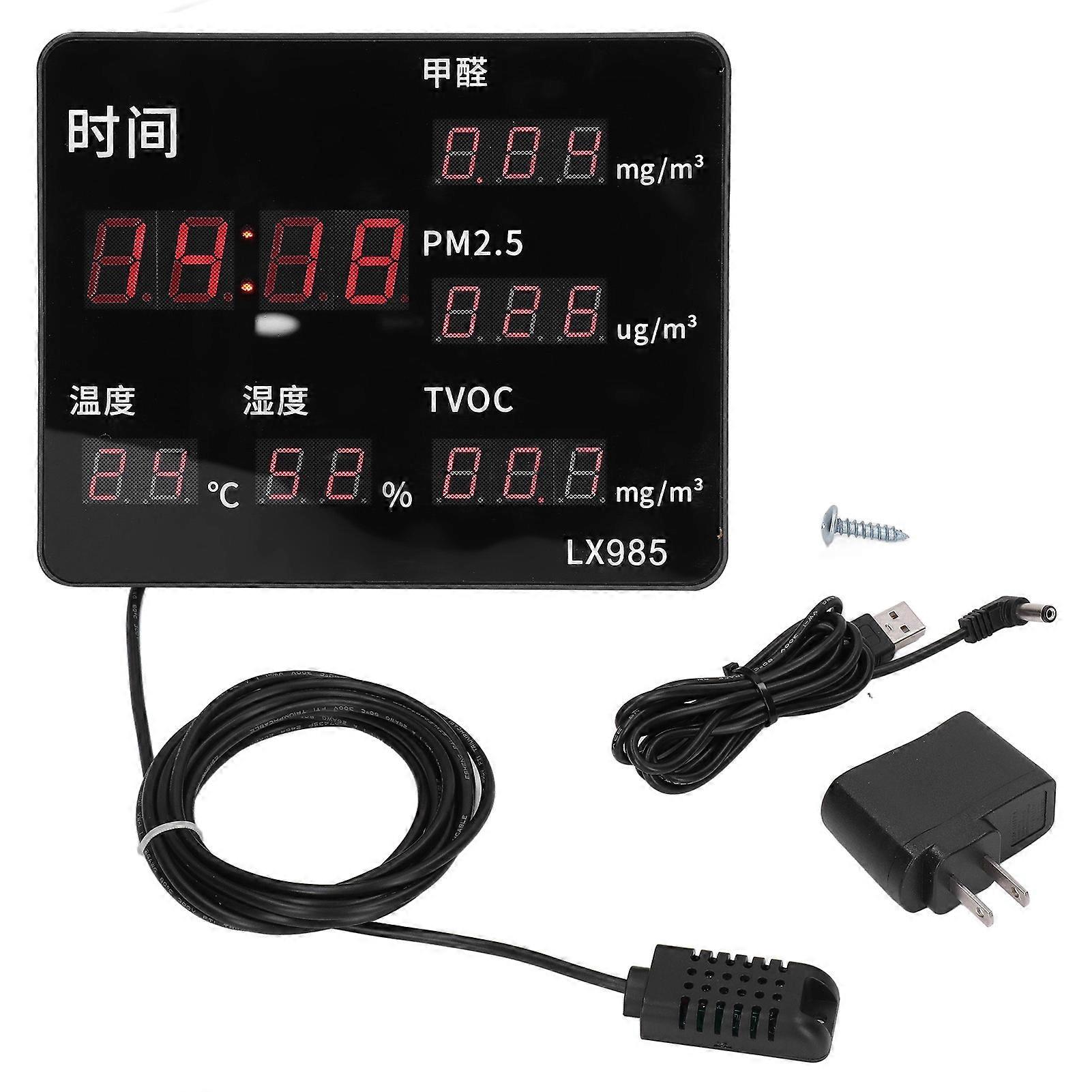 Luftqualitätsmonitor Temperatur Luftfeuchtigkeit Tester 6 in 1 Formaldehyd Alarm Umgebungsdetektor