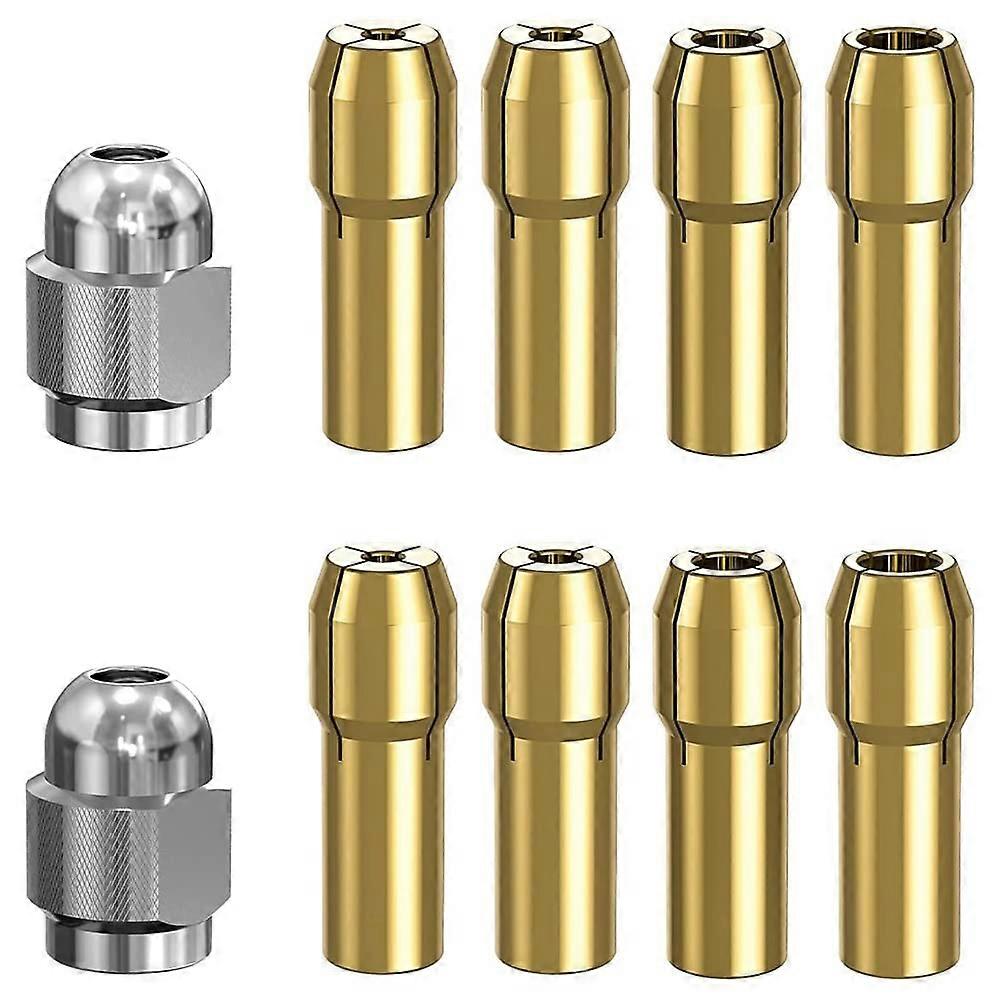 10pcs Brass Collet Set for Rotary Tool Quick Change Nuts Compatible with Dremel 4485