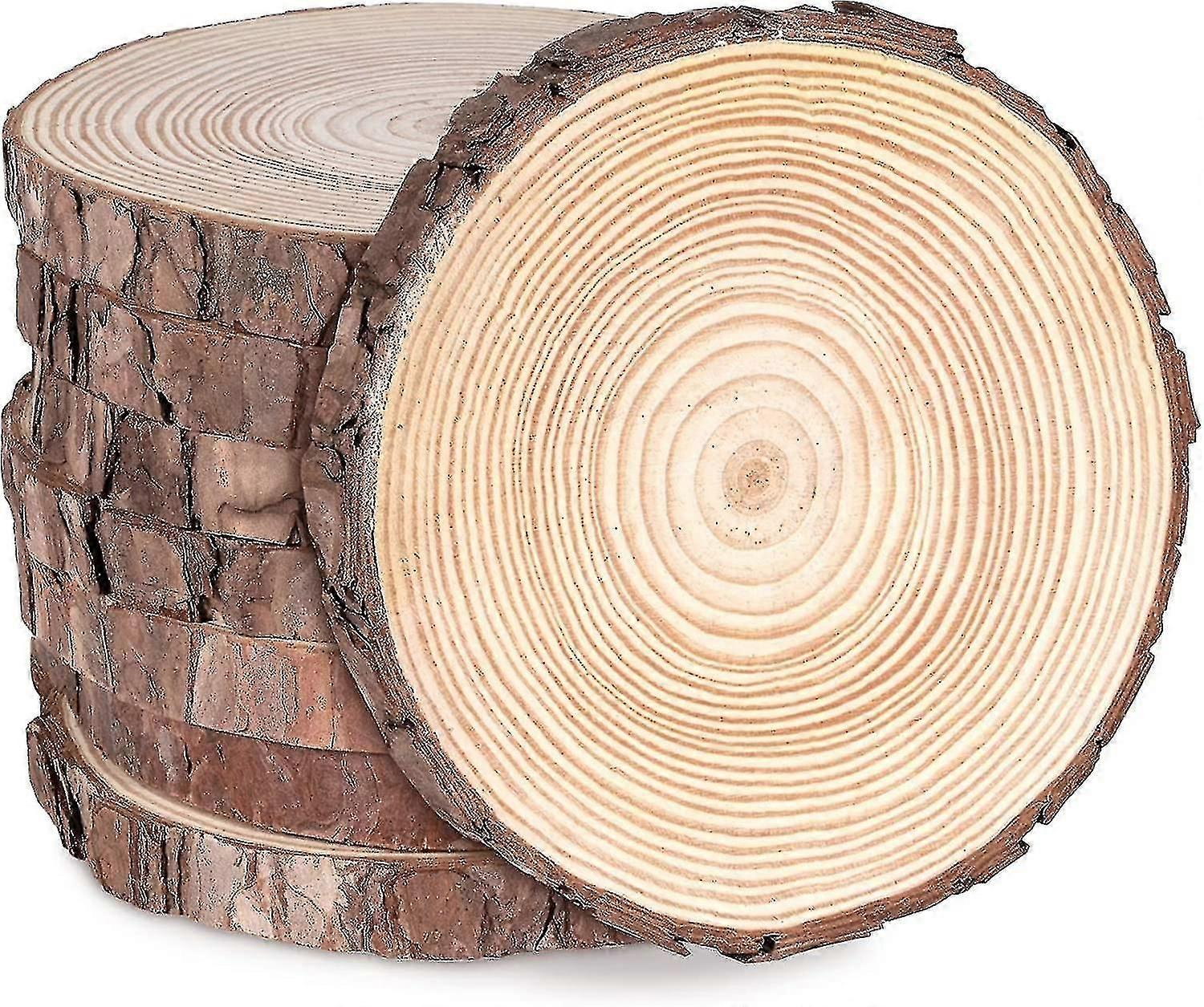 Wood Slices 8 Pieces Wood Log Slices 16-17cm Round Natural Wood Tree Slices Approx. 15mm Thickness For Diy Crafts Wood Slices Wedding Centerpieces Chr