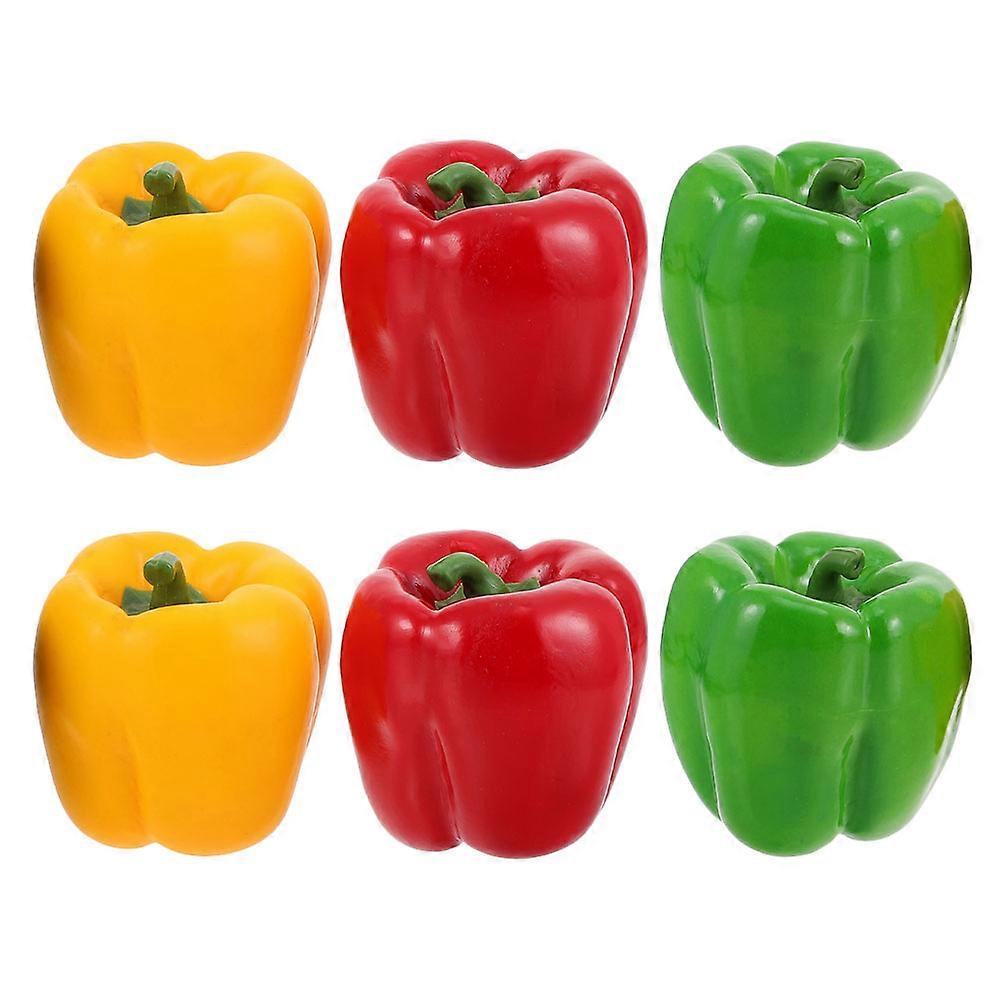 Fake Realistic Veggies Artificial Bell Peppers Teaching Tool Education 8X7X7CM Yellow Foam 6Pcs