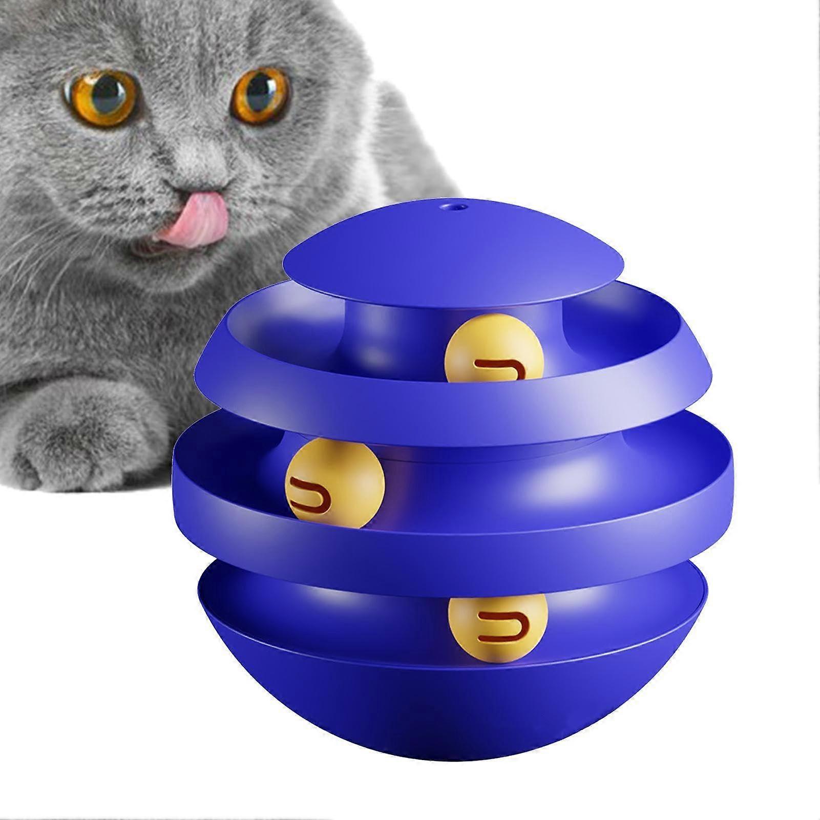 Cat Ball Track Toy 3-Layer Movable Cat Toy Training Self-Play For Cats And Kittens Blue