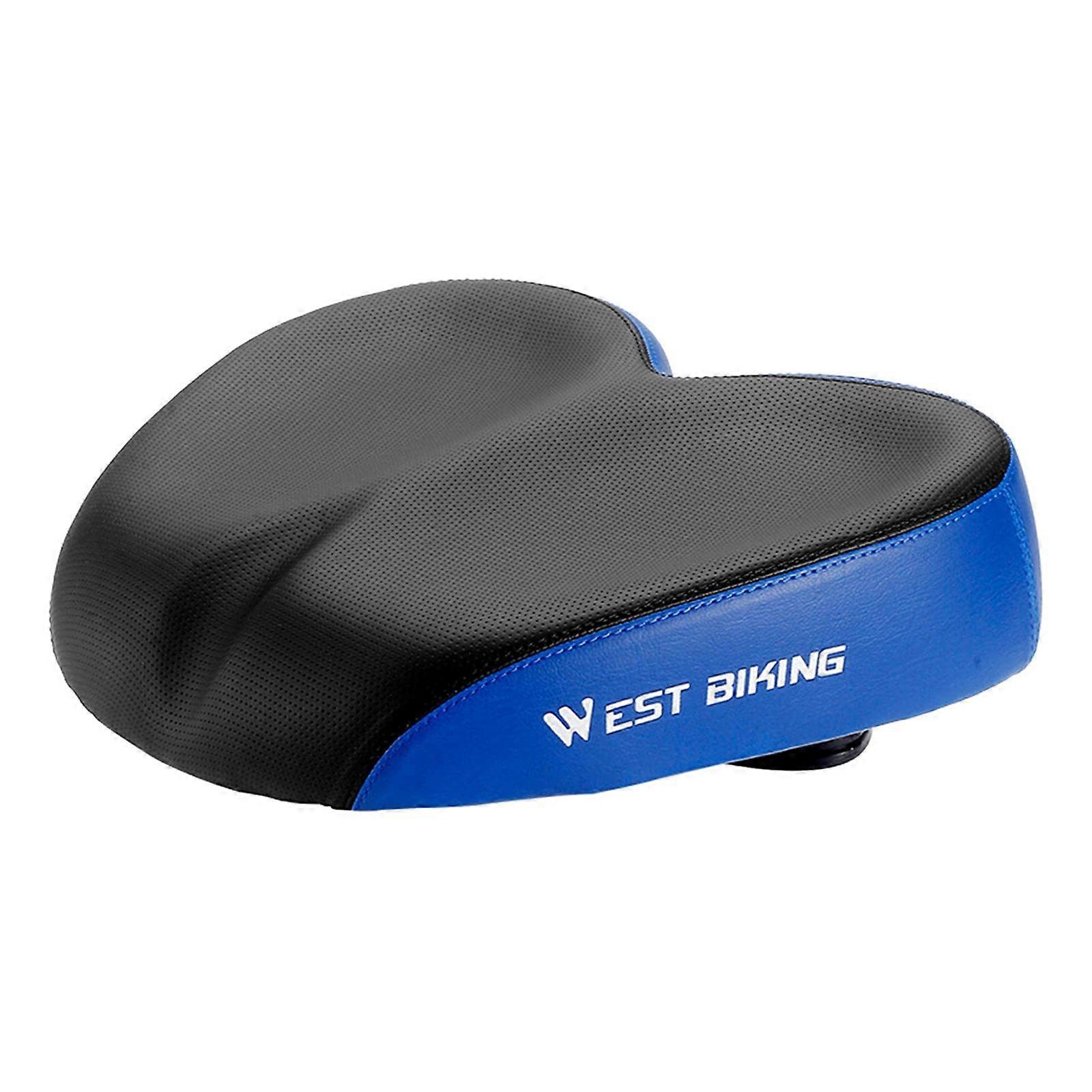 Bicycle Saddle Mountain Shockproof Replacement Pad Cycling Breathable Noseless Bicycle Seat Women, Black Blue