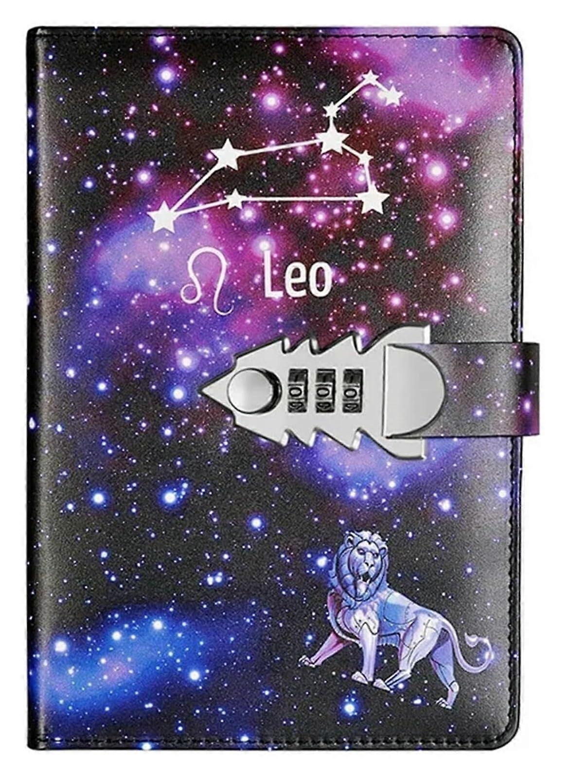 Schreibnotizbuch A5 Leo mit Schloss, kreatives Code-Tagebuch, 12 Konstellationen, europäisches Notizblock-Box-Set
