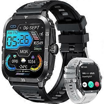 Smart Watch Heren Oproep Beantwoorden 2,0 Inch 3ATM Waterdicht Touchscreen met Slaapmonitor Hartslag Stappenteller Fitness Tracker voor Android iOS (Zwart)