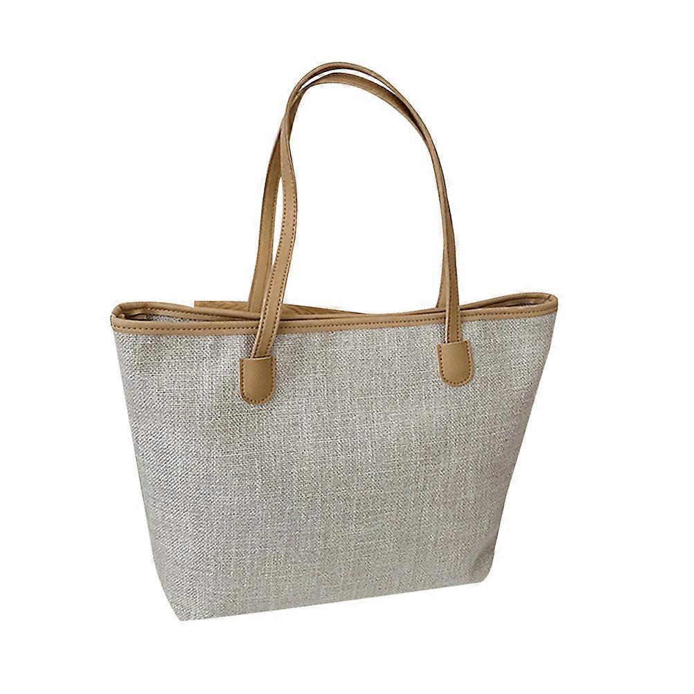 Here's a refined and professional product description based on your input:

   

**Large Capacity Canvas Handbag with Zipper – Simple & Casual Tote