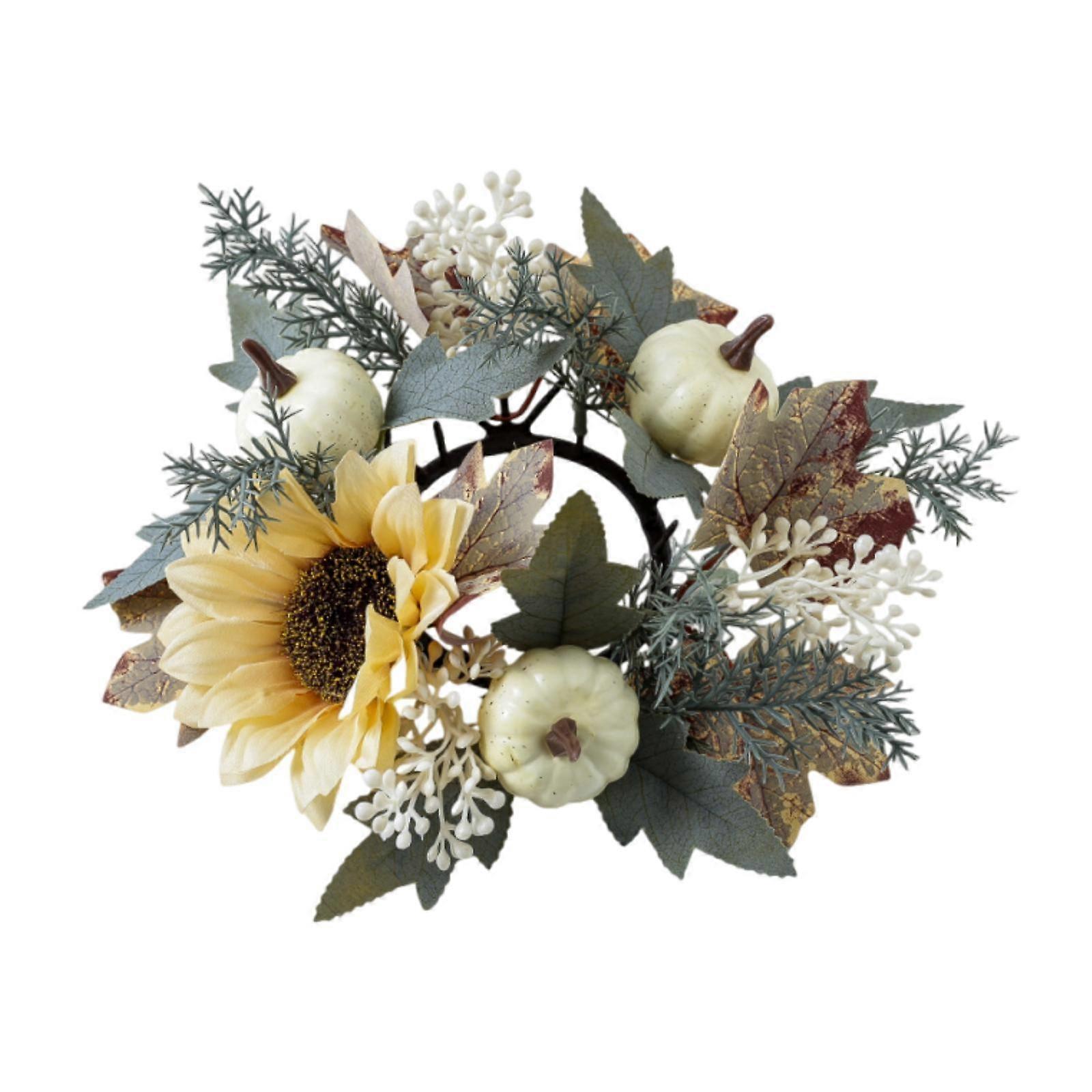 キャンドルリングリビングルームの卓上祭のための素朴な装飾的な秋の花輪