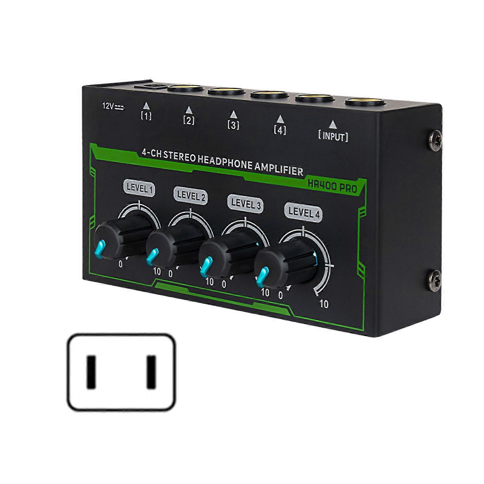 4 Channel Stereo Headphone Amplifier LED Sound Amplifier With Power Adapter EU US Plug Adapter Headphone Amplifier Multicolor