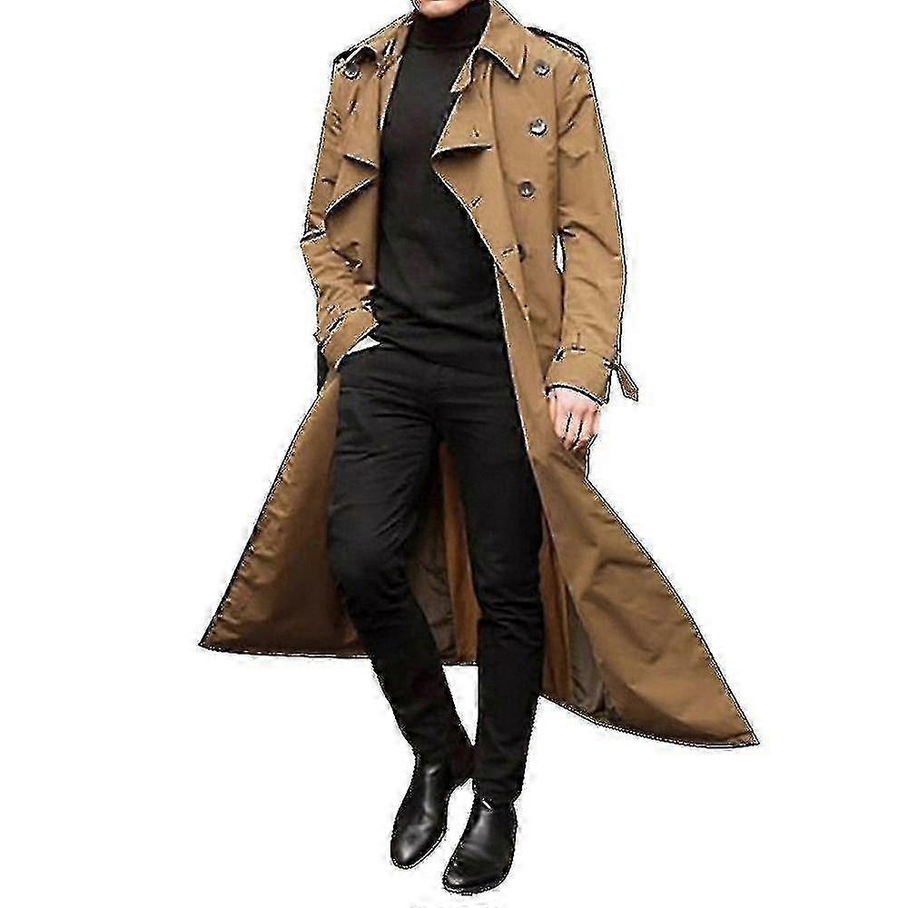 Warm long jacket for men with lapel design