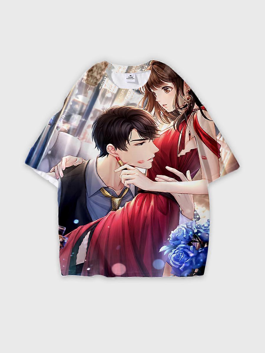 T-shirt round neck Role Pattern loose short sleeve E1223