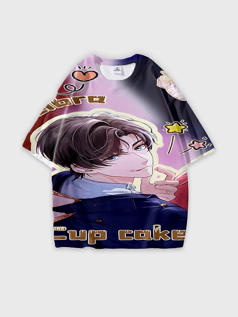 T-shirt round neck Role Pattern loose short sleeve E3732