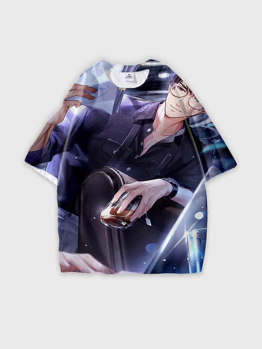 T-shirt round neck Role Pattern loose short sleeve E3740