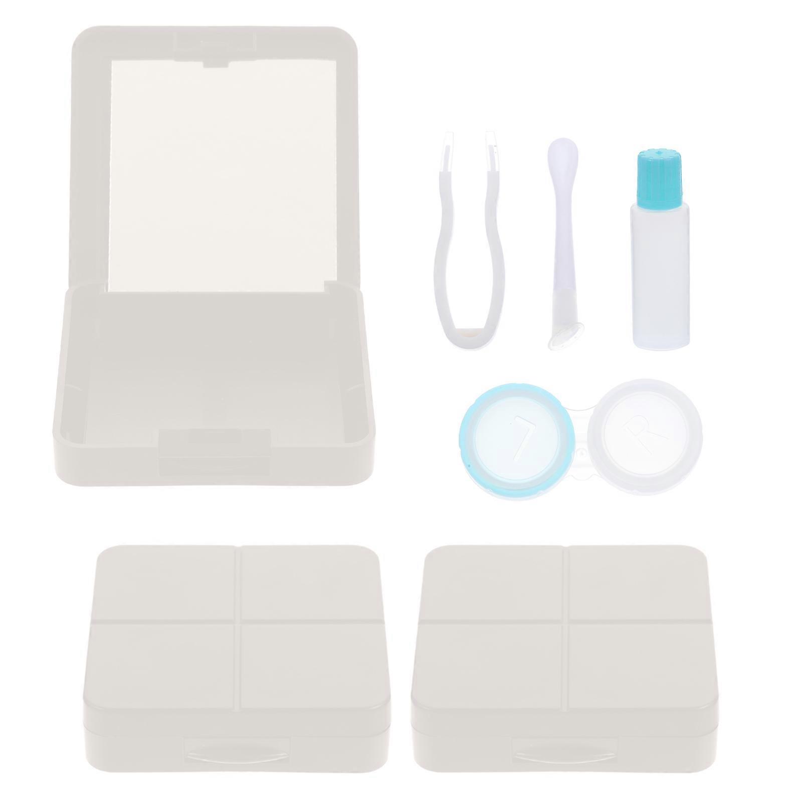 Portable Travel Lens Kit Case White 6.5x6.5x2cm With Mirror Sealing Prevent Damage 3 Sets