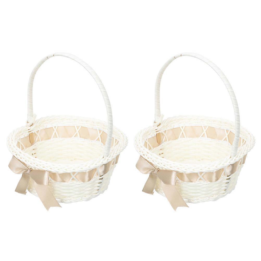Handmade Flower Basket For Couples Ideal For Home Use Woven Design 2Pcs Attractive Decor