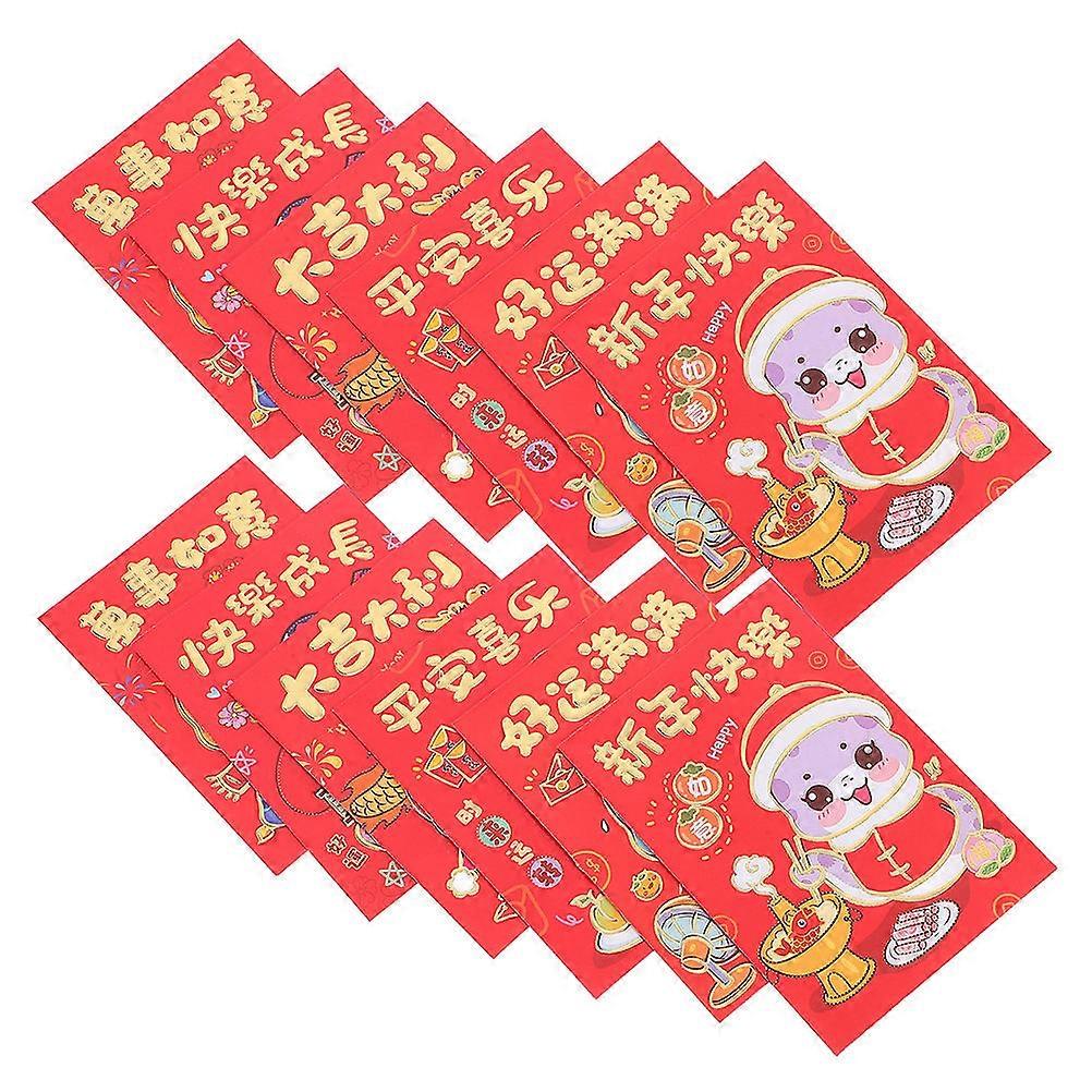 Red Envelopes for Chinese New Year with Cartoon Snake Design Made of Paper for Gifting Secure Closure Lightweight Portable 10 Sets