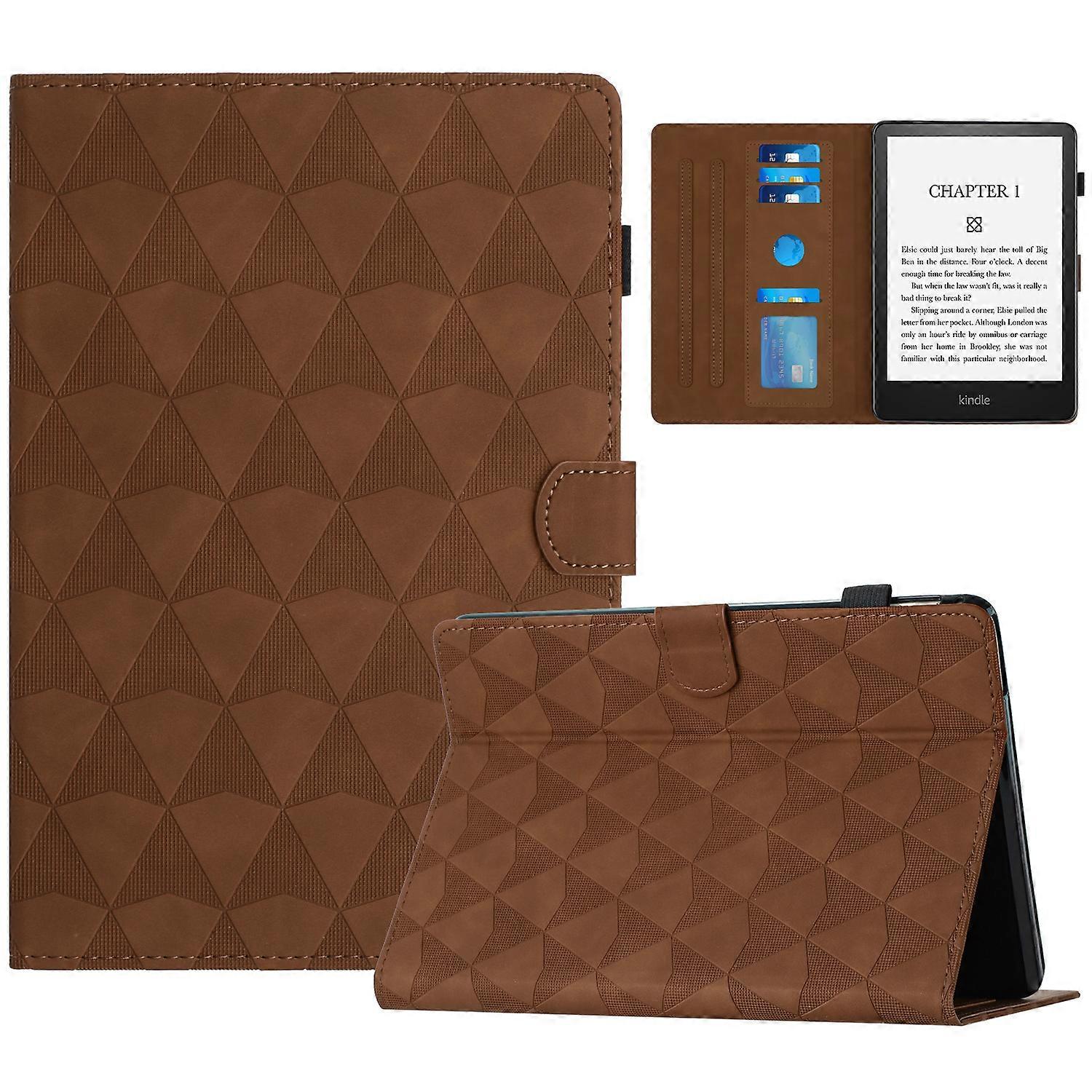 TKdaddy For Amazon Kindle Paperwhite (2015) 2 (2015) 3 (2015) 4 (2018) E-reader Case Leather Auto Wake Sleep Flip Stand Cover with Card Slots Brown