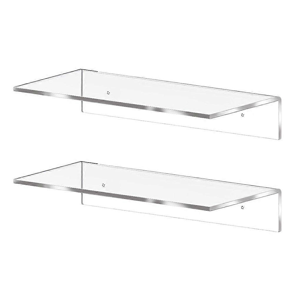 2pcs Floating Shelves Wall Mounted Plastic Transparent for Home Use Storage Rack