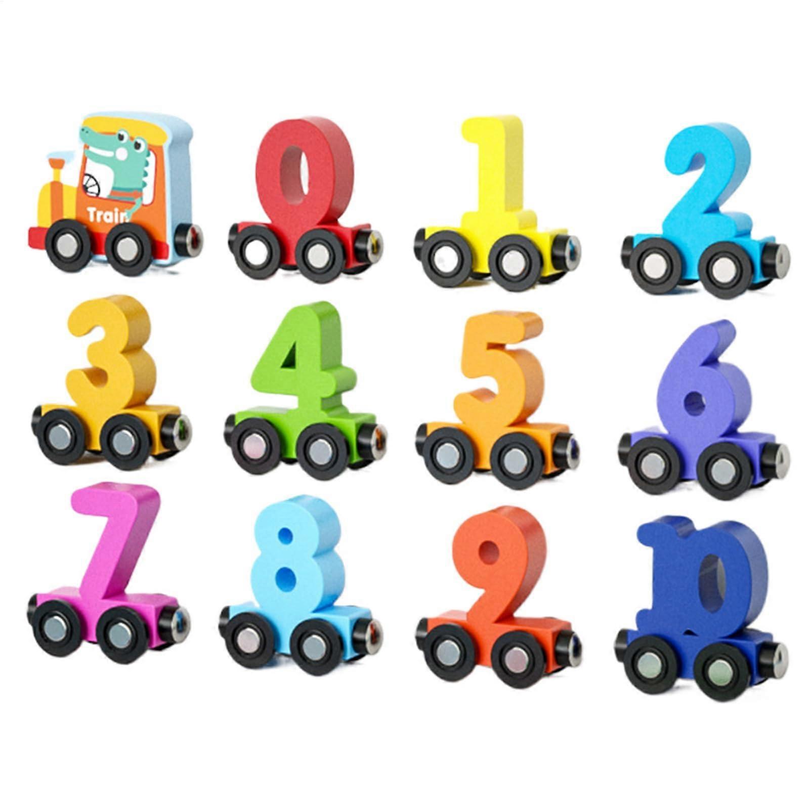 Wooden Train Set, Magnetic Toy for Toddlers  Learning Game for Color  Number, Gift for Ages 13
