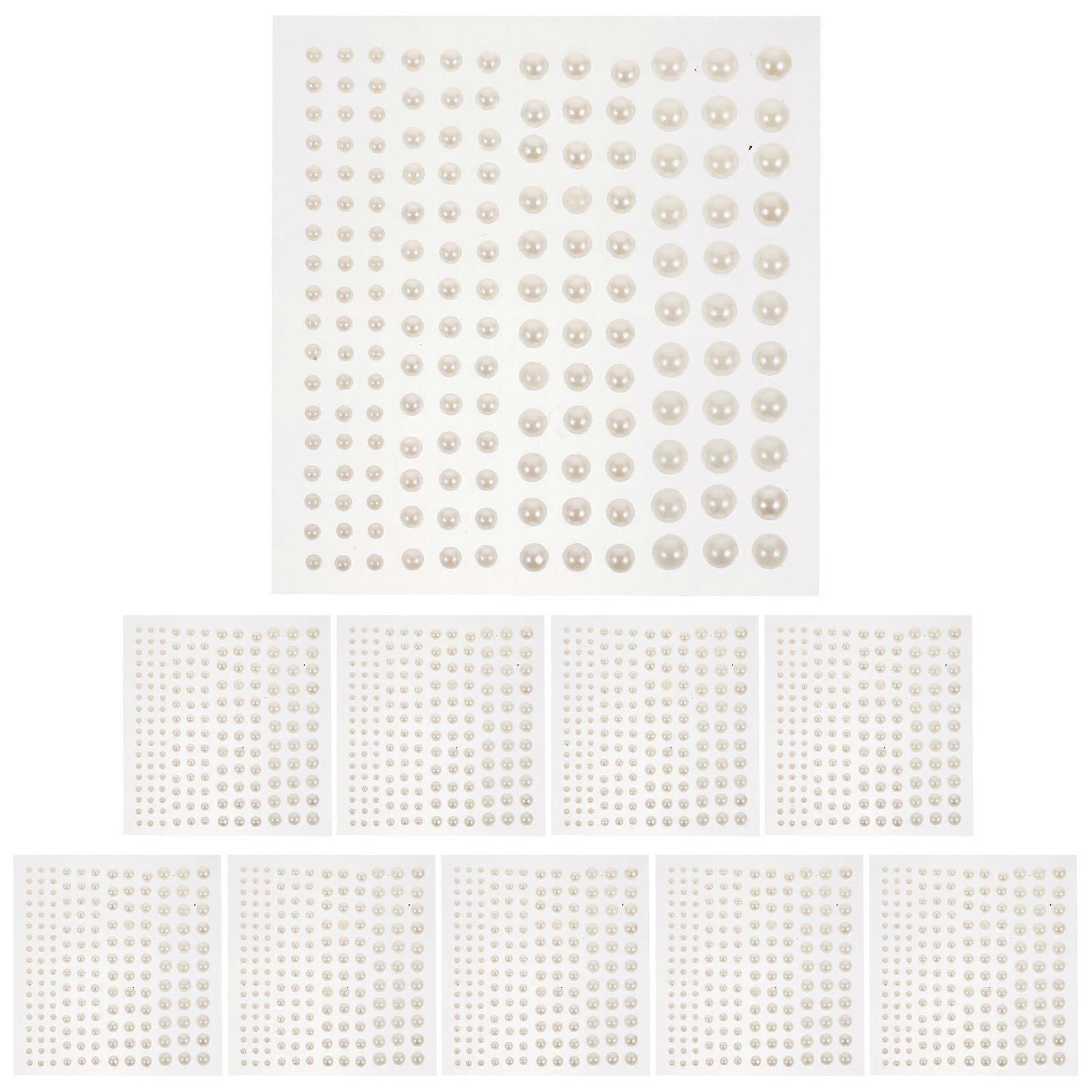 Self Adhesive Pearl Stickers For Face Decoration 10 Sheets With Round Shape In White Color