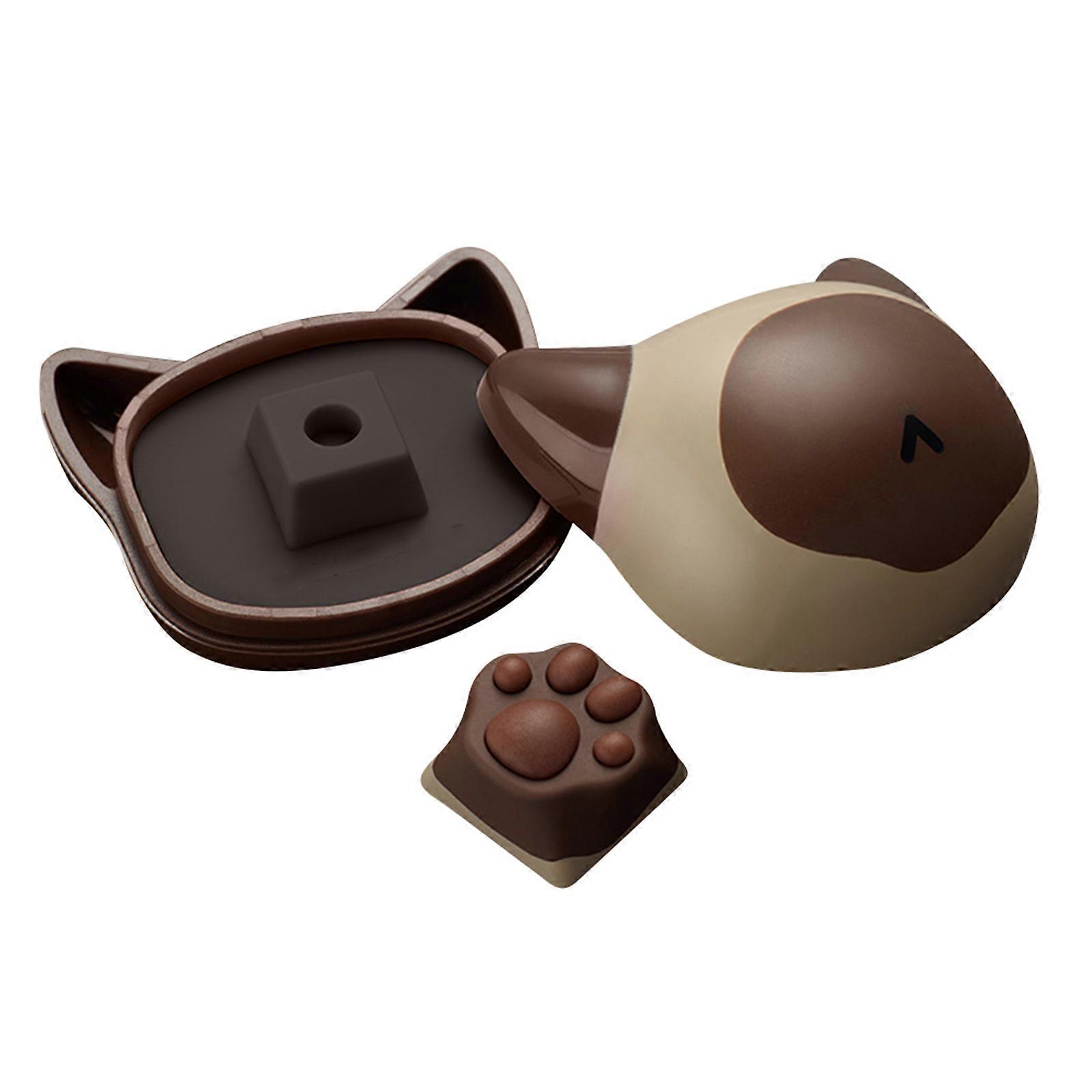 Key Cap Adorable Cat Paw Shape Design Enhancement For Mechanical Keyboard Coffee Color 1Pack