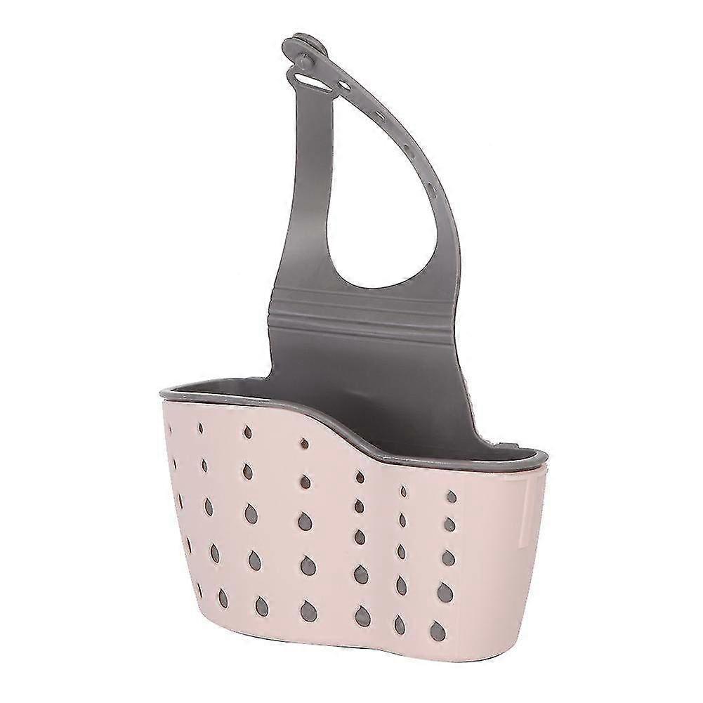 Double-Layer Hanging Sponge Storage Basket & Sink Drain Rack for Kitchen - Pink Organizer for Efficient Space-Saving