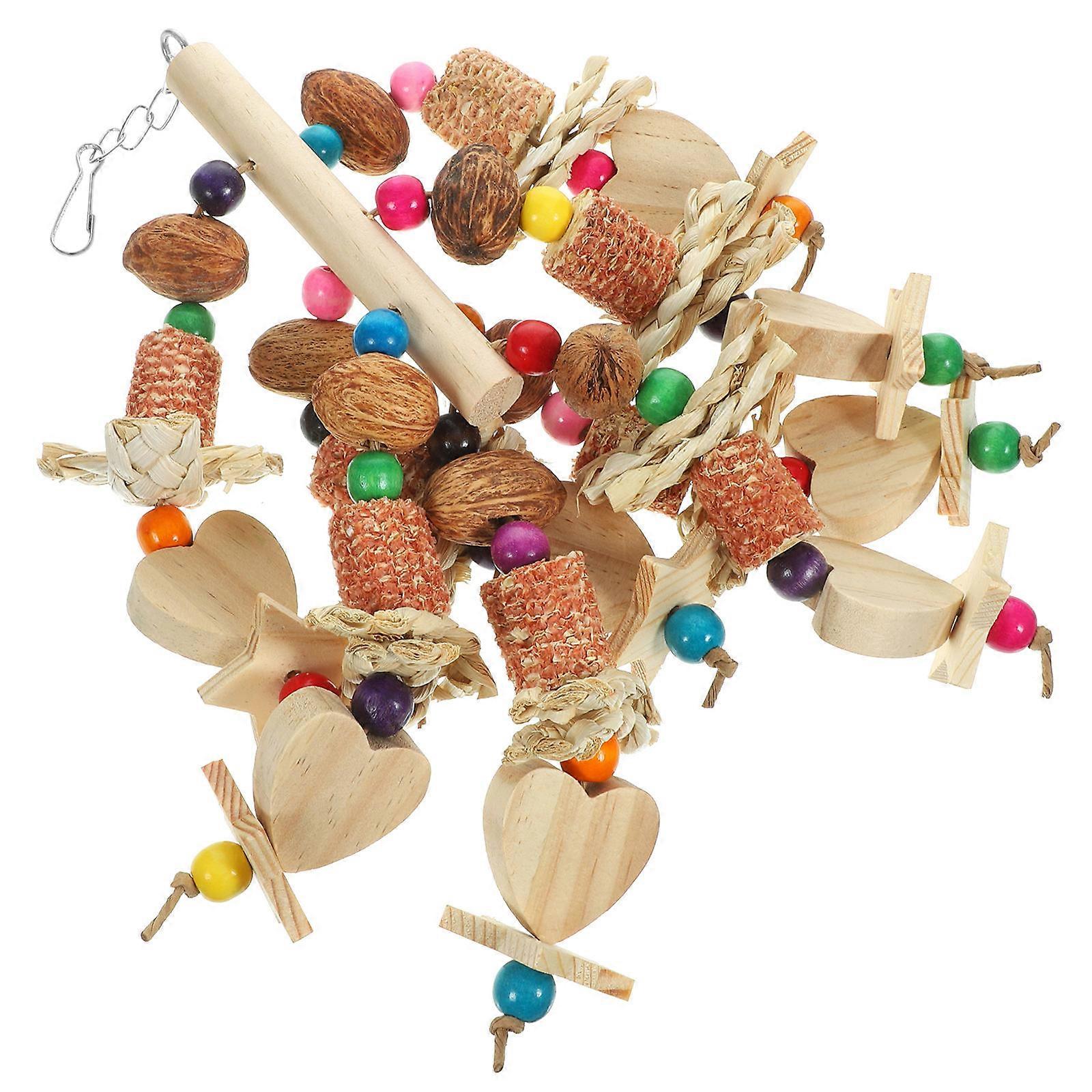 Durable Natural Wood Bird Chew Toy for Parrots – Colorful Hanging Foraging Toy to Promote Activity and Play